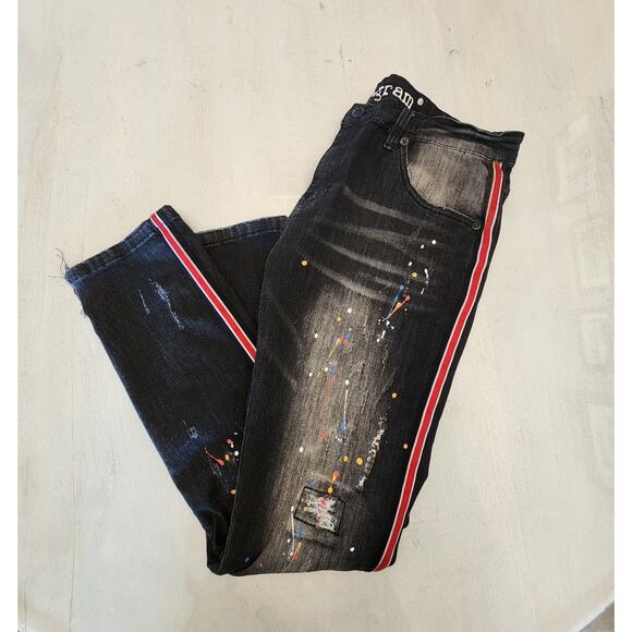 Kilogram Other - Kilogram Black Wash Denim Jeans Splattered Paint SZ 38